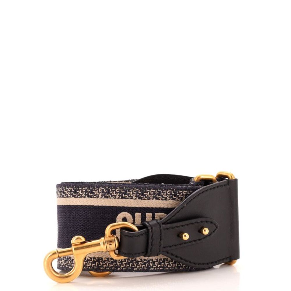 Christian Dior Logo Shoulder Strap Embroidered Canvas Blue